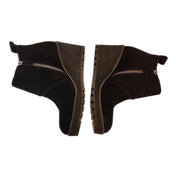 Eileen Fisher Tinker Black Suede Wedge Heel Boots Size 6 - Picture 3 of 8